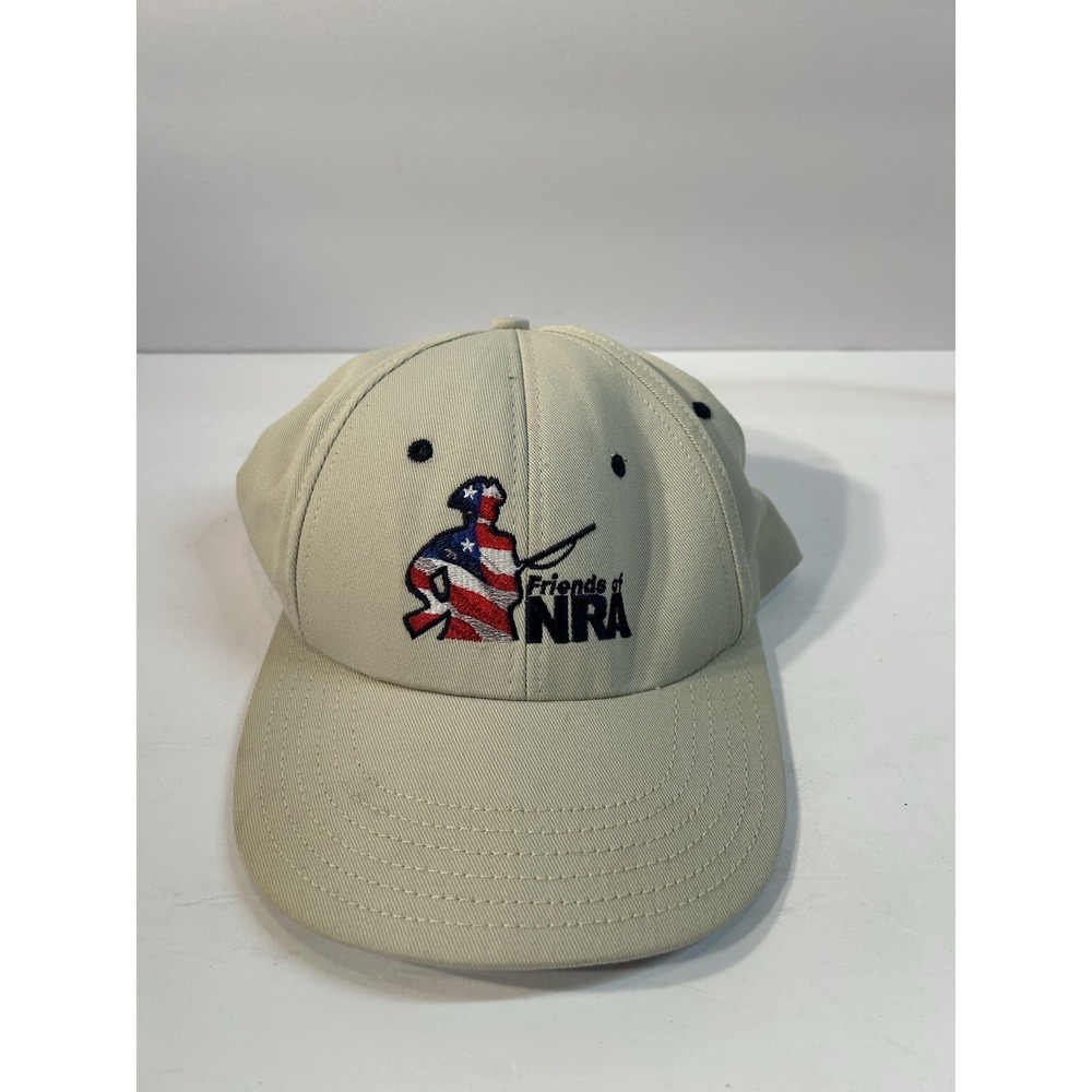 Vintage Friends Of NRA AmeriCap USA Made Strapback Hat Beige Embroidered Cap